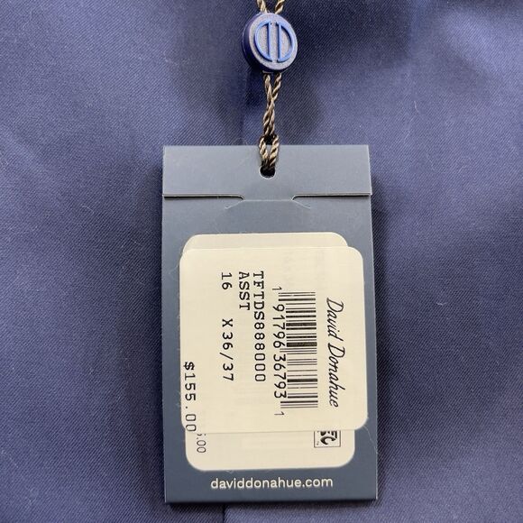 Donald Donahue Trim Fit Dress Shirt Mens 16 36/37 Navy Blue TRTDS888000 NWT $155 - Picture 7 of 16